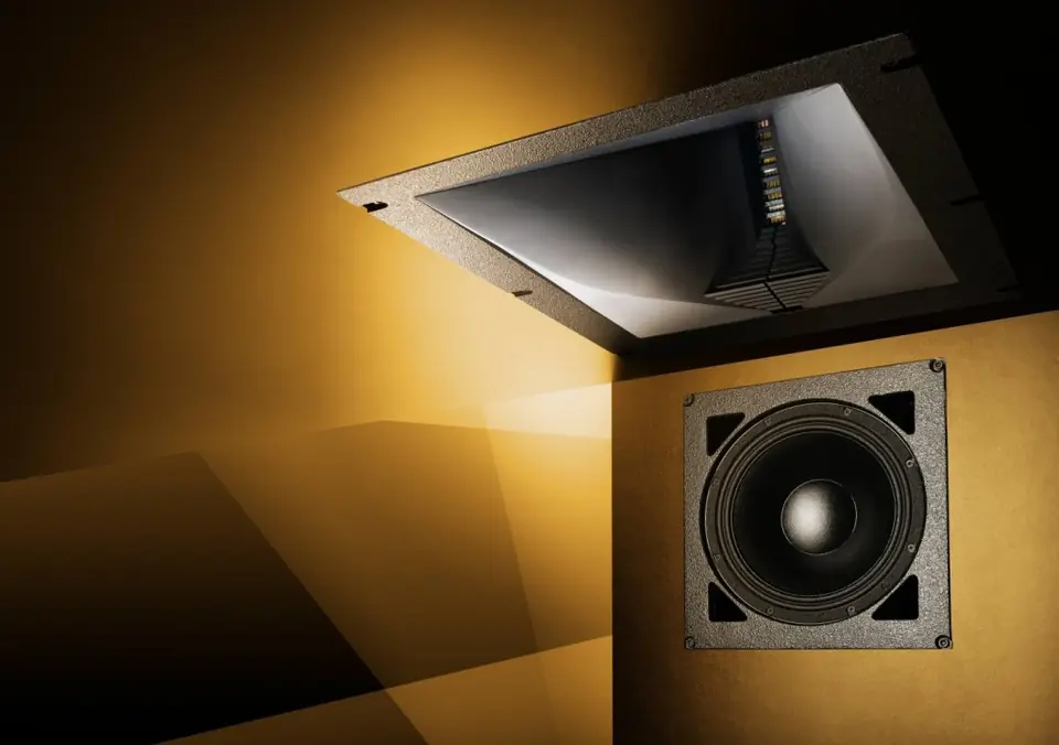 Subwoofer Ascendo empotrado con iluminación cálida