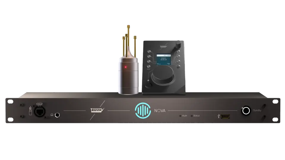 Procesador Trinnov Nova con su micrófono de medición