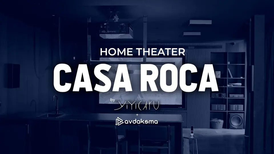 Home theater Casa Roca con proyector, pantalla, bocinas y subwoofer